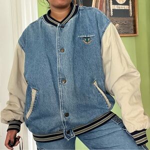 Vintage 90s Kuparuk Alaska denim bomber varsity jacket